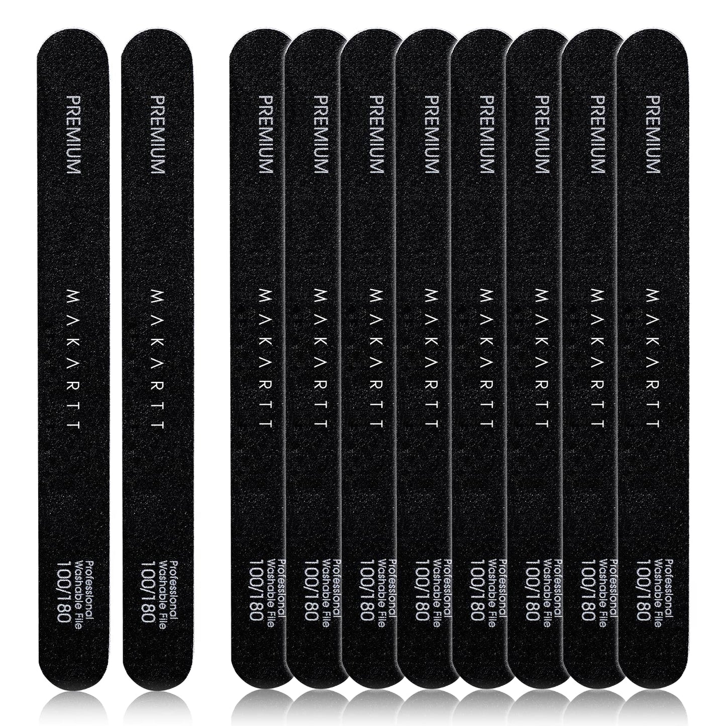 Nail File - 100/180 Grit Emery Boards for Nails, Professional Nail Files, 10Pcs Double Sides Black Coarse Fingernail Filer for Acrylic and Extension Gel Removal Manicure Kit Salon Home Use