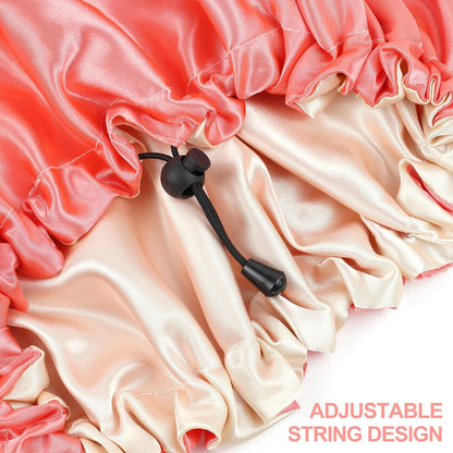 Satin Sleep Cap, Double-Sided Adjustable Bonnet (Coral)