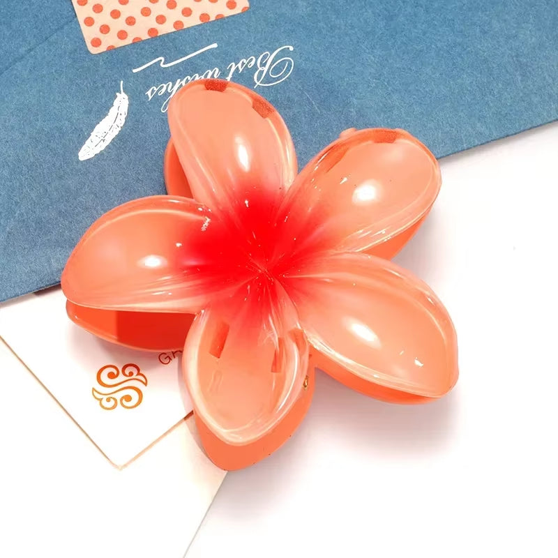 8CM Oversized Flower Acrylic Hair Clip Gradient Pattern Women'S Sweet Hair Beach Resort Claw Crab Clip Hairpin Headgear