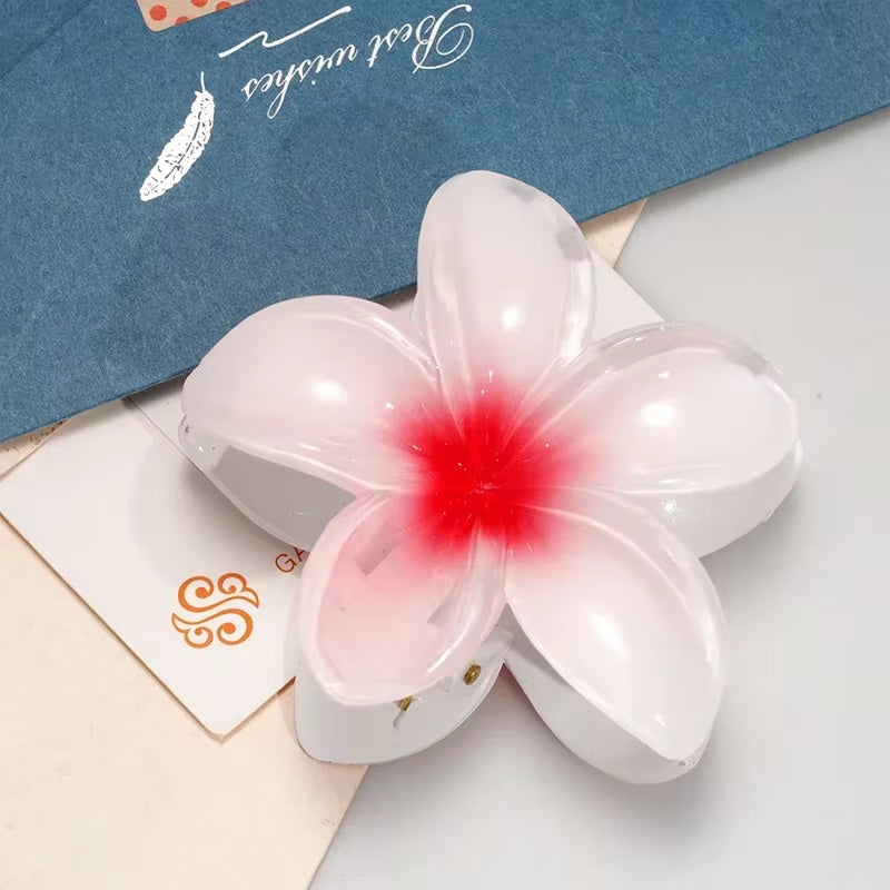 8CM Oversized Flower Acrylic Hair Clip Gradient Pattern Women'S Sweet Hair Beach Resort Claw Crab Clip Hairpin Headgear