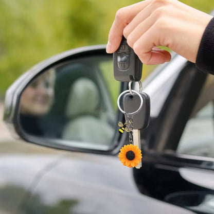 Sunflower Keychains Sunflower Key Chain Bee Keychain Clips Hooks Keyring Friendship Keyring Sunflower Inspirational Keyring For