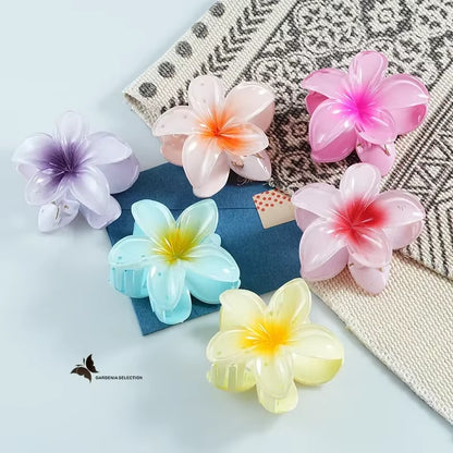 8CM Oversized Flower Acrylic Hair Clip Gradient Pattern Women'S Sweet Hair Beach Resort Claw Crab Clip Hairpin Headgear