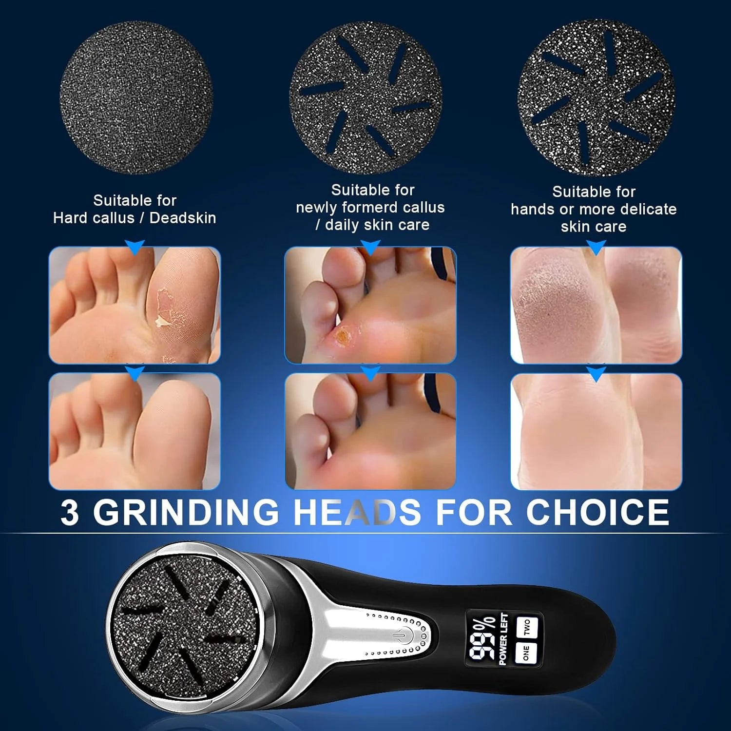 Electric Foot Callus Remover, Rechargeable & Portable Electronic Foot File Pedicure Tools, Waterproof Foot Scrubber File, Electric Callus Remover Kit(Black)