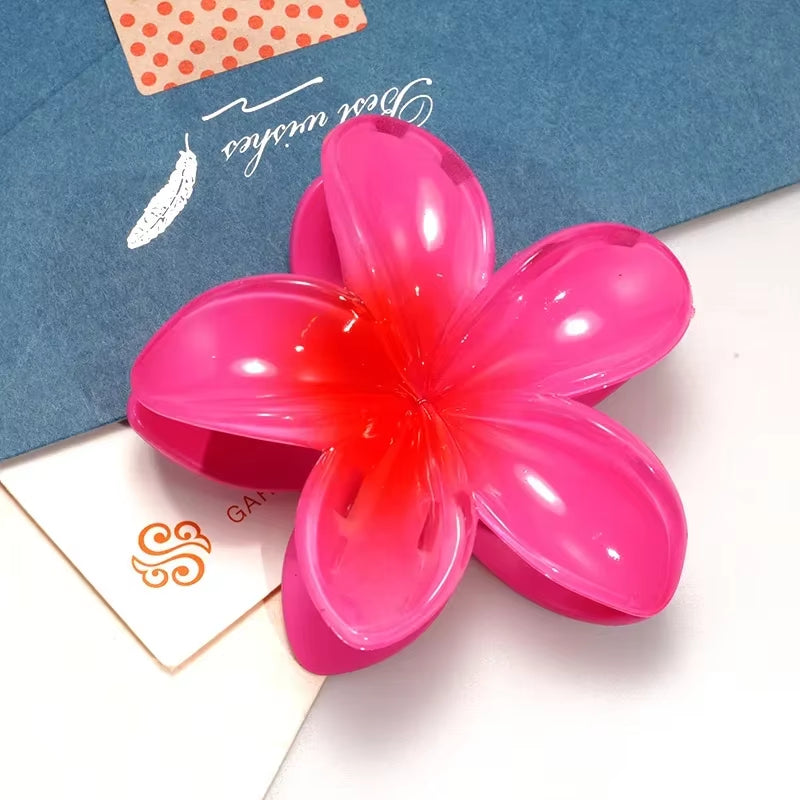 8CM Oversized Flower Acrylic Hair Clip Gradient Pattern Women'S Sweet Hair Beach Resort Claw Crab Clip Hairpin Headgear