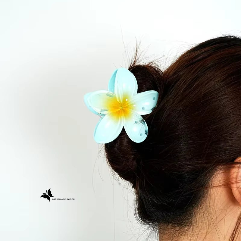 8CM Oversized Flower Acrylic Hair Clip Gradient Pattern Women'S Sweet Hair Beach Resort Claw Crab Clip Hairpin Headgear