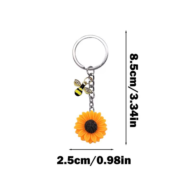 Sunflower Keychains Sunflower Key Chain Bee Keychain Clips Hooks Keyring Friendship Keyring Sunflower Inspirational Keyring For