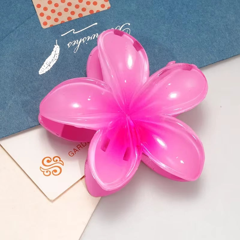 8CM Oversized Flower Acrylic Hair Clip Gradient Pattern Women'S Sweet Hair Beach Resort Claw Crab Clip Hairpin Headgear