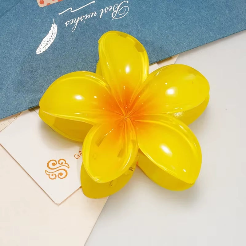 8CM Oversized Flower Acrylic Hair Clip Gradient Pattern Women'S Sweet Hair Beach Resort Claw Crab Clip Hairpin Headgear