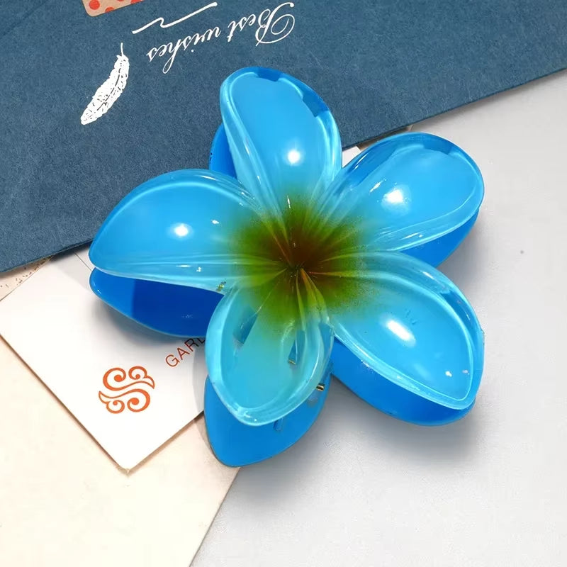 8CM Oversized Flower Acrylic Hair Clip Gradient Pattern Women'S Sweet Hair Beach Resort Claw Crab Clip Hairpin Headgear