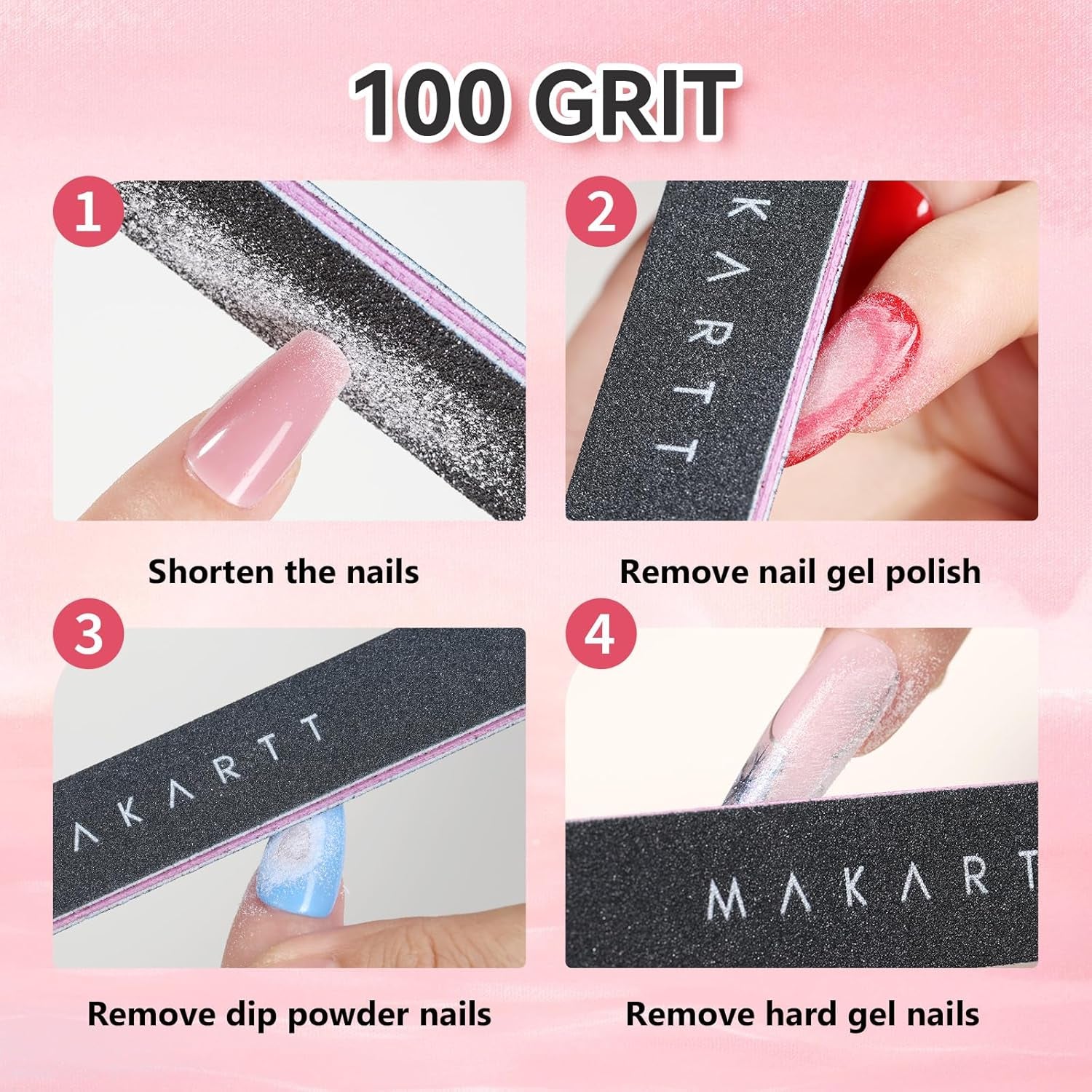 Nail File - 100/180 Grit Emery Boards for Nails, Professional Nail Files, 10Pcs Double Sides Black Coarse Fingernail Filer for Acrylic and Extension Gel Removal Manicure Kit Salon Home Use