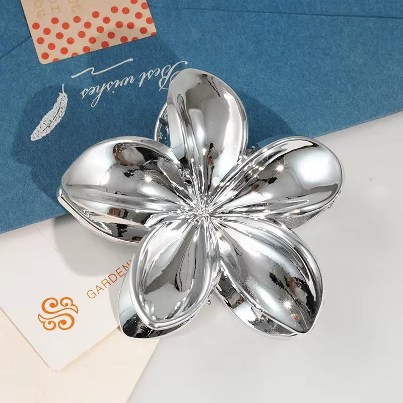 8CM Oversized Flower Acrylic Hair Clip Gradient Pattern Women'S Sweet Hair Beach Resort Claw Crab Clip Hairpin Headgear