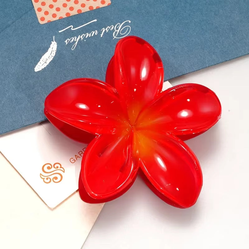 8CM Oversized Flower Acrylic Hair Clip Gradient Pattern Women'S Sweet Hair Beach Resort Claw Crab Clip Hairpin Headgear