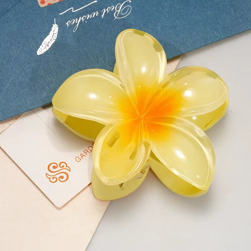 8CM Oversized Flower Acrylic Hair Clip Gradient Pattern Women'S Sweet Hair Beach Resort Claw Crab Clip Hairpin Headgear