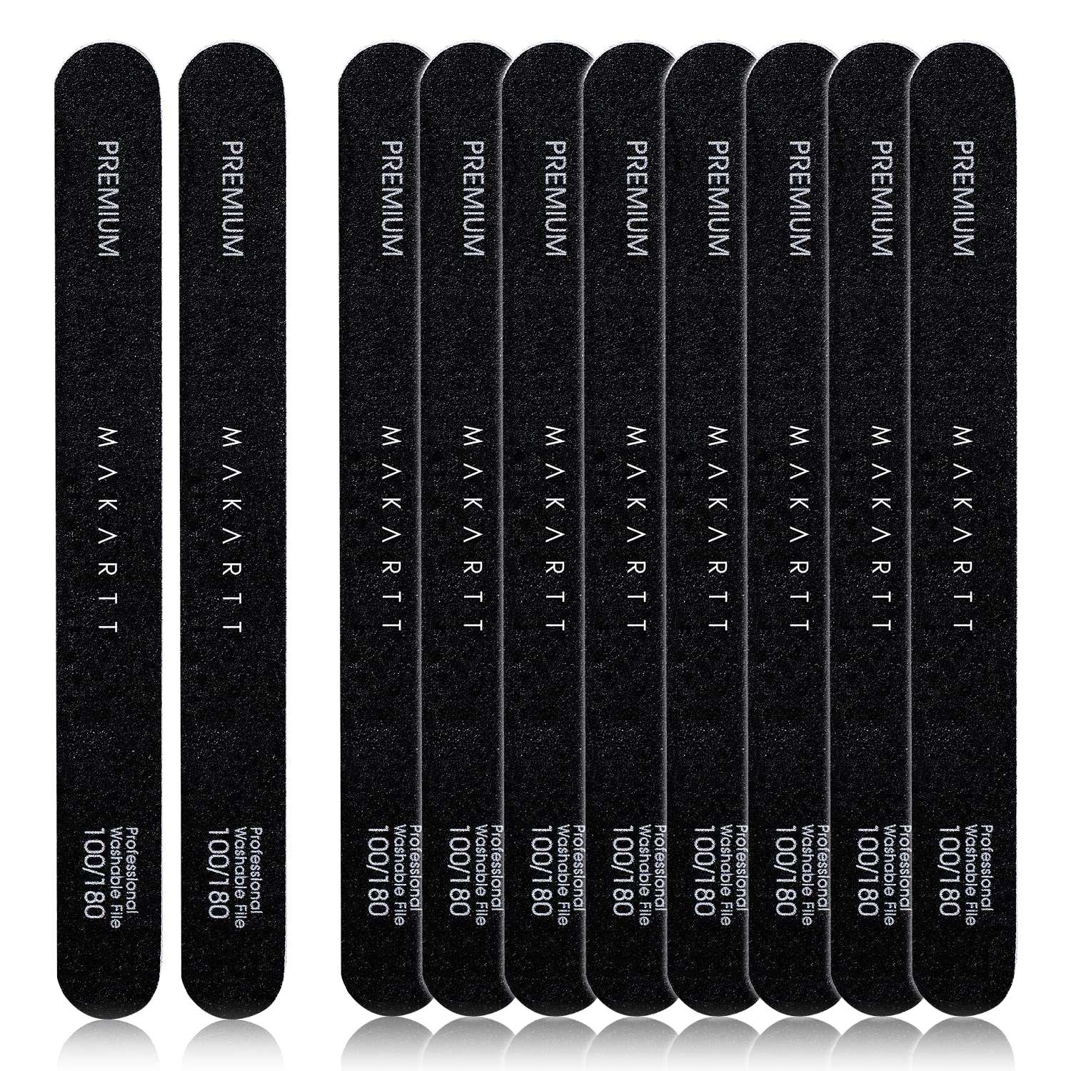 Nail File - 100/180 Grit Emery Boards for Nails, Professional Nail Files, 10Pcs Double Sides Black Coarse Fingernail Filer for Acrylic and Extension Gel Removal Manicure Kit Salon Home Use