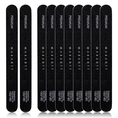 Nail File - 100/180 Grit Emery Boards for Nails, Professional Nail Files, 10Pcs Double Sides Black Coarse Fingernail Filer for Acrylic and Extension Gel Removal Manicure Kit Salon Home Use