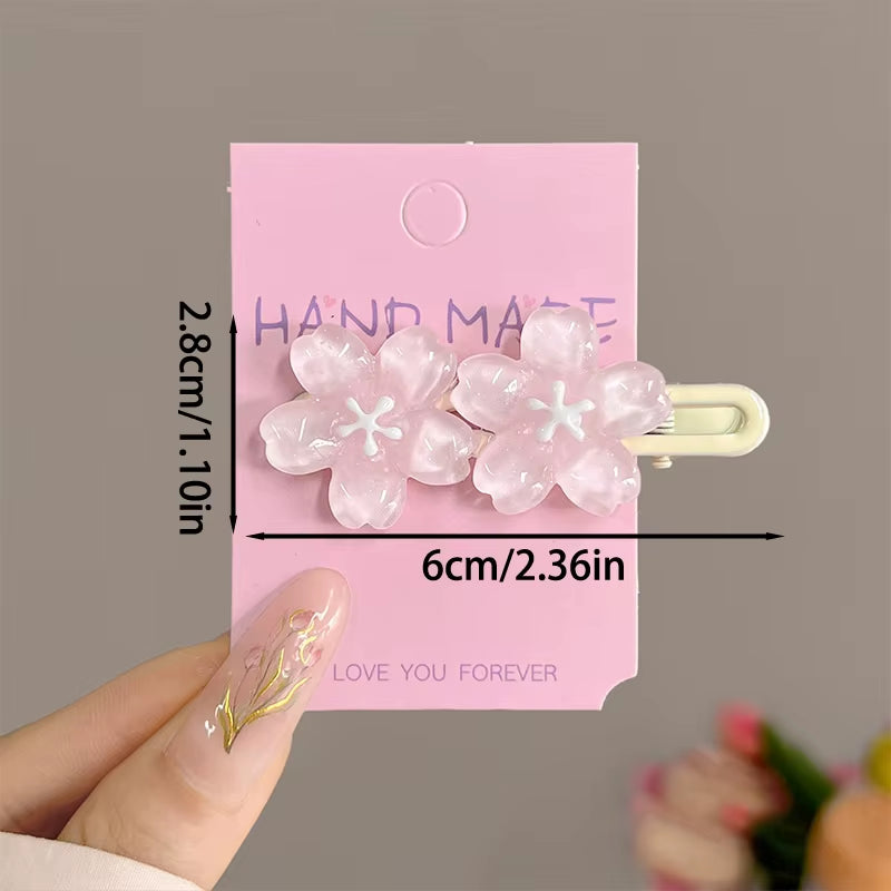 Anime Card Captor Sakura Cute Pink Creamy Flower Bb Hairpin Side Hair Clip Girl Headwear Sweet Hairpins Ornament Gift