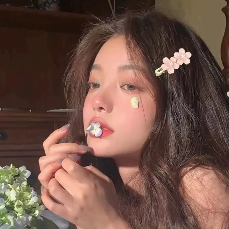 Anime Card Captor Sakura Cute Pink Creamy Flower Bb Hairpin Side Hair Clip Girl Headwear Sweet Hairpins Ornament Gift