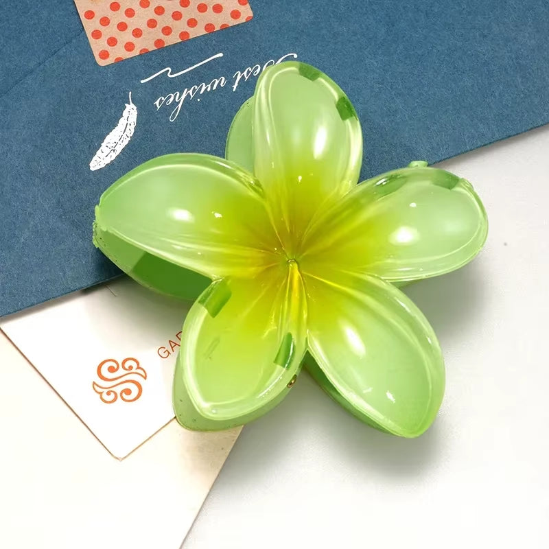 8CM Oversized Flower Acrylic Hair Clip Gradient Pattern Women'S Sweet Hair Beach Resort Claw Crab Clip Hairpin Headgear