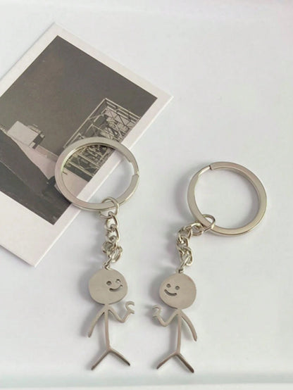 1 Set of 2 Unisex Funny Stick Figure Heart Shaped Keychain, Cute Novelty Gifts for Best Friends/Couples, Bag Charms Car Accessories Backpack for School Goth Y2K