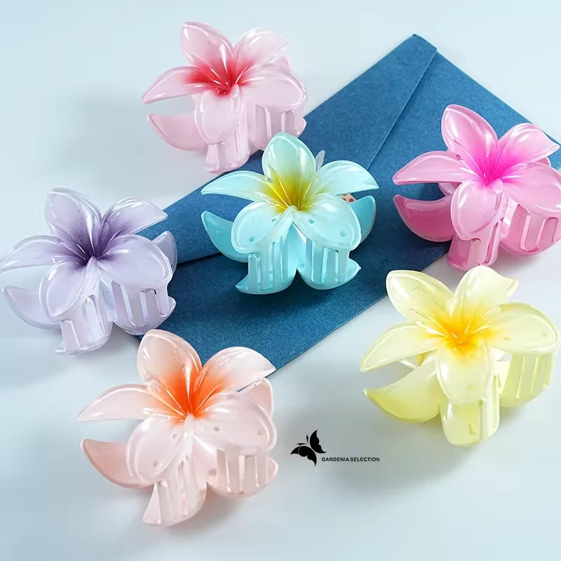 8CM Oversized Flower Acrylic Hair Clip Gradient Pattern Women'S Sweet Hair Beach Resort Claw Crab Clip Hairpin Headgear
