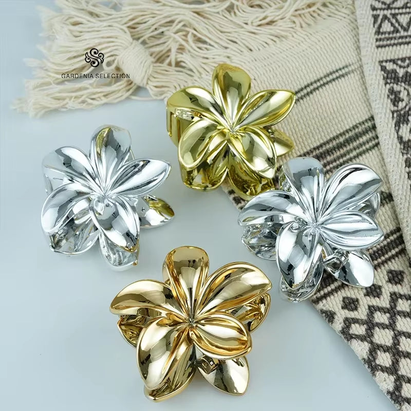 8CM Oversized Flower Acrylic Hair Clip Gradient Pattern Women'S Sweet Hair Beach Resort Claw Crab Clip Hairpin Headgear