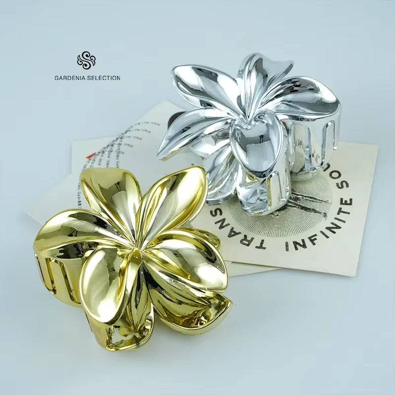 8CM Oversized Flower Acrylic Hair Clip Gradient Pattern Women'S Sweet Hair Beach Resort Claw Crab Clip Hairpin Headgear