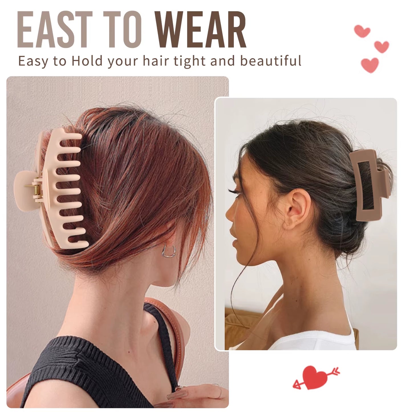 8 Pcs Hair Clips for Women 4.3 Inch Large Hair Claw Clips for Women Thin Thick Curly Hair, Big Matte Banana Clips